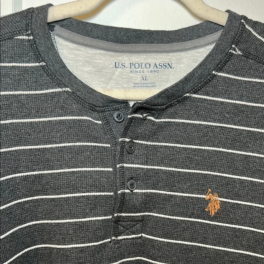 U.S. Polo Assn. Charcoal Long Sleeve Striped Tee - Picture 4 of 6